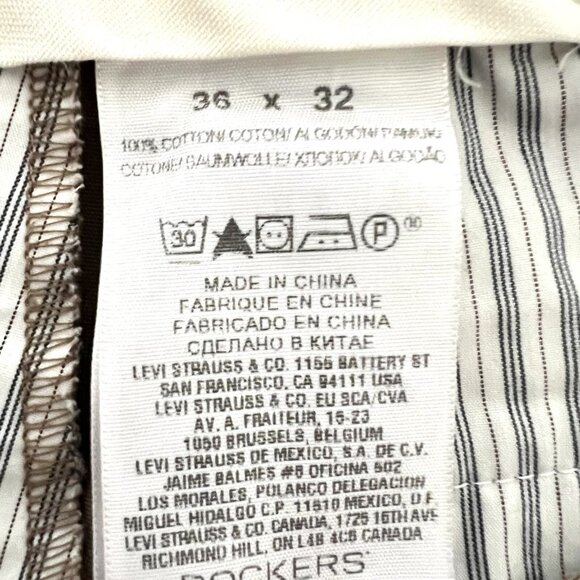 Dockers Men's Brown Pants Size 36x32 Flat Front Mid Rise Straight Leg Cotton - Picture 8 of 12